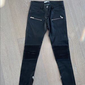 Anine Bing Genuine leather Black Skinny Pants Zipper Accents:Excellent Condition